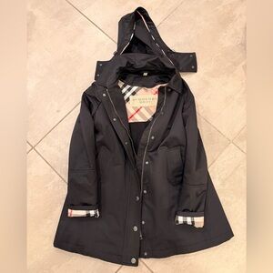 Burberry Black Hooded Trench with Signature Check Lining